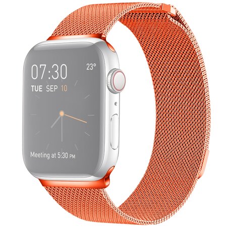 Milanese RVS bandje - Oranje - Geschikt voor Apple Watch 42mm / 44mm / 45mm / 49mm