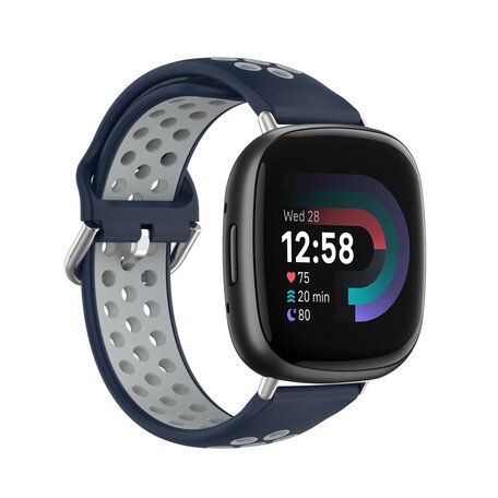 Fitbit Versa 3 & 4 / Sense 1 & 2 - Sport editie - Large - Donkerblauw + grijs