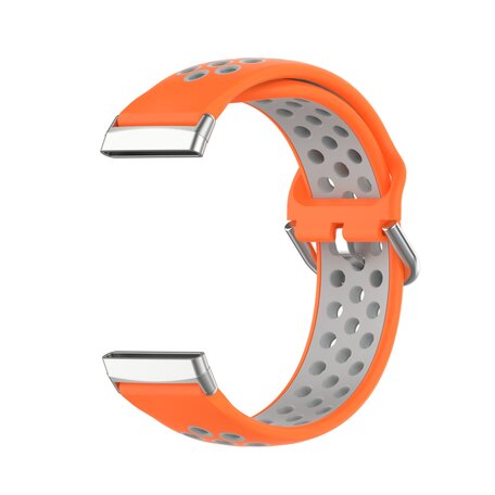 Fitbit Versa 3 & 4 / Sense 1 & 2 - Sport editie - Large - Oranje + grijs