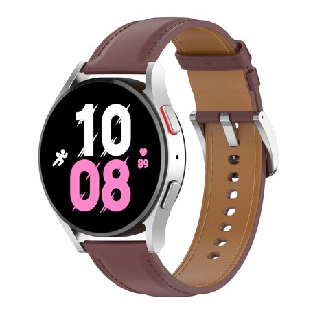 Luxe leren bandje - Donkerbruin - Samsung Galaxy Watch 4 - 40mm / 44mm