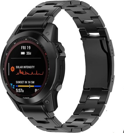 Titanium schakelband - Zwart - Garmin Epix Gen / MARQ / Quatix 7 / 6 / 5