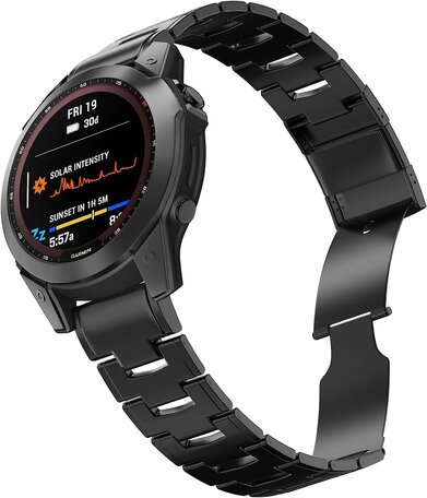 Titanium schakelband - Zwart - Garmin Epix Gen / MARQ / Quatix 7 / 6 / 5