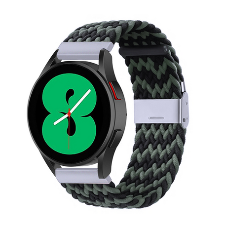 Braided nylon bandje - Groen / zwart - Samsung Galaxy Watch 5 (Pro) - 40mm / 44mm / 45mm