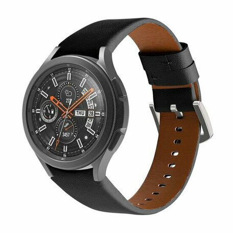 leren bandje - Zwart - Samsung Galaxy Watch 5 (Pro) - 40mm / 44mm / 45mm