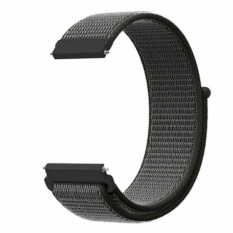 Sport Loop nylon bandje - Donkergroen met grijze band - Samsung Galaxy Watch 5 (Pro) - 40mm / 44mm / 45mm