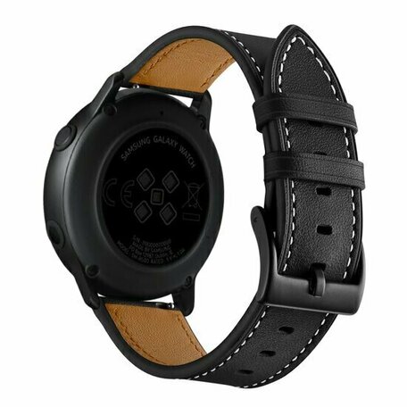 lederen bandje - Zwart - Samsung Galaxy Watch - 46mm / Samsung Gear S3