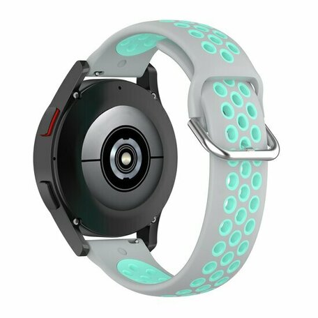 Siliconen sportbandje met gesp - Grijs + turquoise - Samsung Galaxy Watch - 46mm