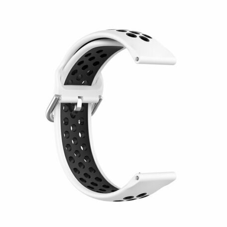 Siliconen sportbandje met gesp - Wit + zwart - Samsung Galaxy Watch - 46mm