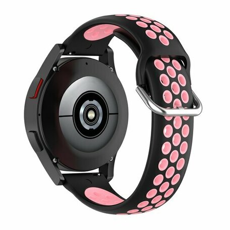 Siliconen sportbandje met gesp - Zwart + roze - Samsung Galaxy Watch - 46mm