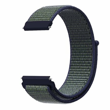 Sport Loop bandje - Blauw met groene band - Samsung Galaxy Watch - 46mm / Samsung Gear S3