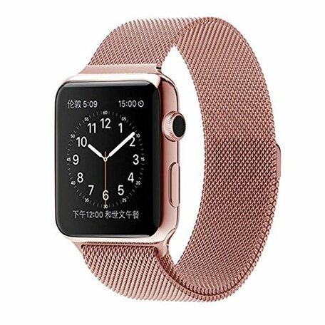 Milanese RVS bandje - Rosé goud - Geschikt voor Apple Watch 42mm / 44mm / 45mm / 49mm