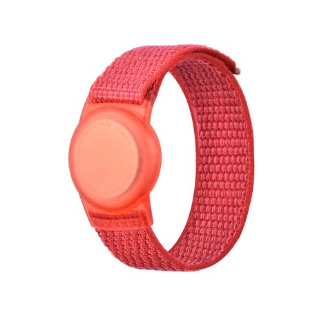 AirTag nylon loop bandje - S/M - Rood - Geschikt voor kinderen