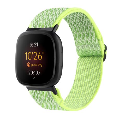 Fitbit Versa 3/4 & Sense 1/2 Nylon loop bandje - Neon geel 