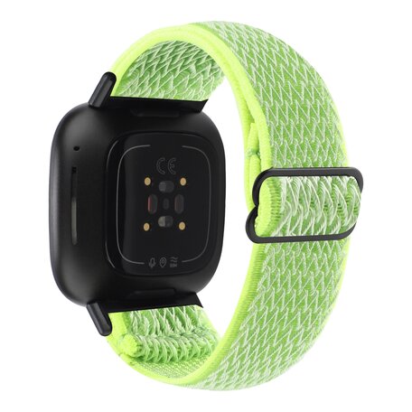 Fitbit Versa 3/4 & Sense 1/2 Nylon loop bandje - Neon geel 