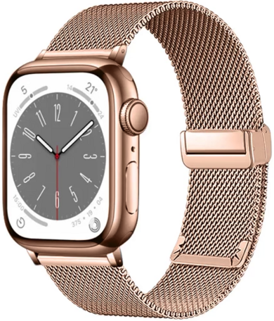 Milanese bandje met vouwbare magneetsluiting - Champagne goud - Geschikt voor Apple Watch 38mm / 40mm / 41mm