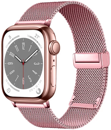 Milanese bandje met vouwbare magneetsluiting - Rosé goud - Geschikt voor Apple Watch 38mm / 40mm / 41mm