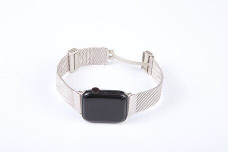 Milanese bandje met vouwbare magneetsluiting - Starlight - Geschikt voor Apple Watch 42mm / 44mm / 45mm / 49mm