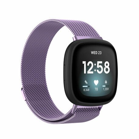 Fitbit Versa 3 & Sense 1 milanese bandje - Maat: Small - Paars