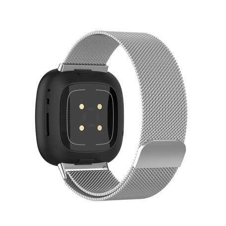 Fitbit Versa 3 & Sense 1 milanese bandje - Maat: Large - Zilver