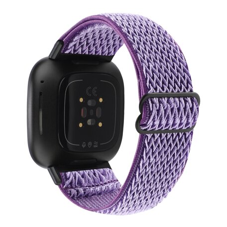 Fitbit Versa 3/4 & Sense 1/2 Nylon loop bandje - Paars