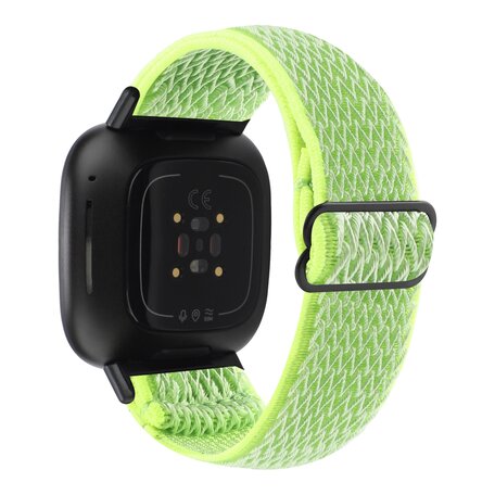 Fitbit Versa 3/4 & Sense 1/2 Nylon loop bandje - Neon geel