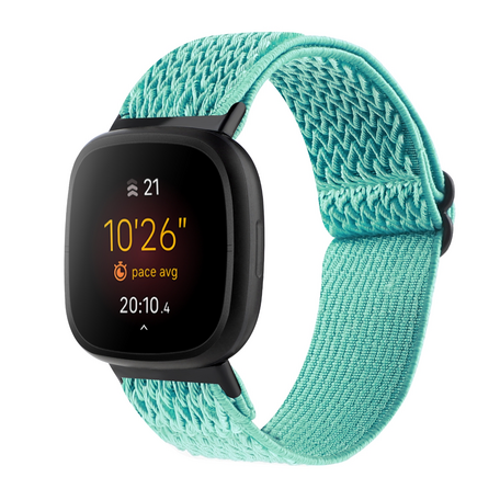 Fitbit Versa 3/4 & Sense 1/2 Nylon loop bandje - Mintgroen