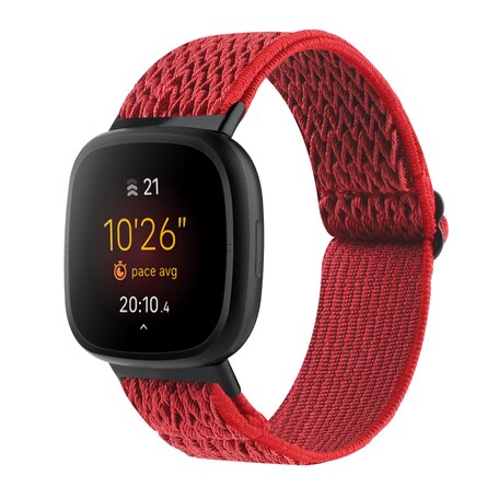 Fitbit Versa 3/4 & Sense 1/2 Nylon loop bandje - Rood