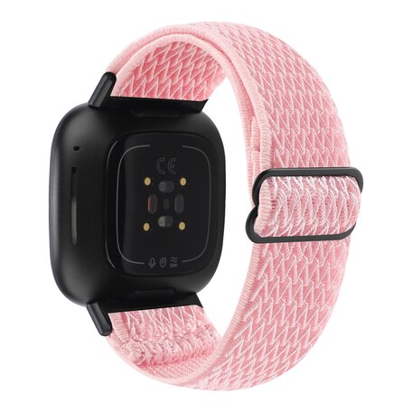 Fitbit Versa 3/4 & Sense 1/2 Nylon loop bandje - Roze