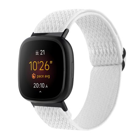 Fitbit Versa 3/4 & Sense 1/2 Nylon loop bandje - Wit