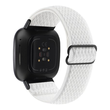 Fitbit Versa 3/4 & Sense 1/2 Nylon loop bandje - Wit