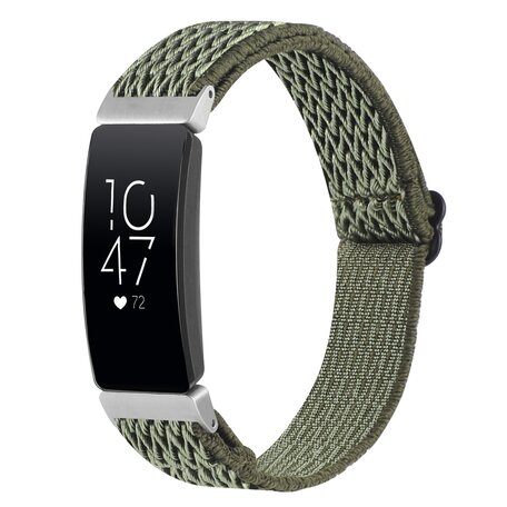 FitBit Inspire 2 Elastische solo loop nylon bandje - Donkergroen