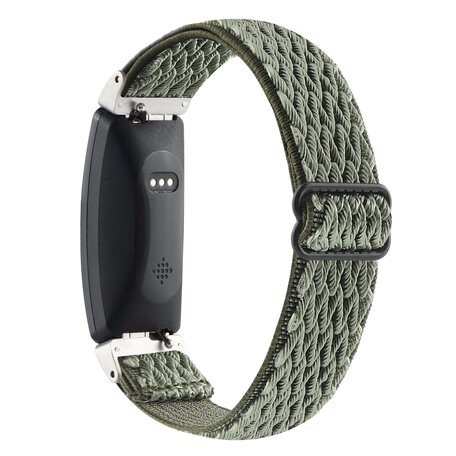 FitBit Inspire 2 Elastische solo loop nylon bandje - Donkergroen