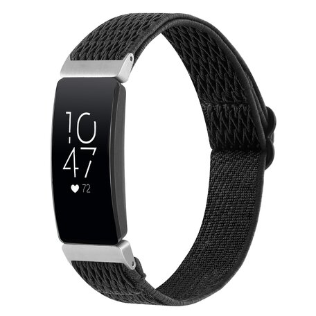 FitBit Inspire 2 Elastische solo loop nylon bandje - Zwart