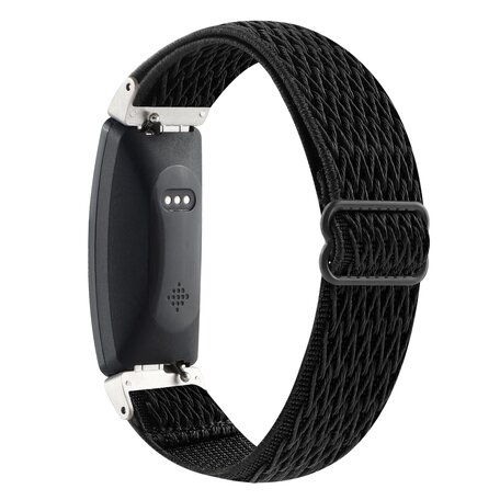 FitBit Inspire 2 Elastische solo loop nylon bandje - Zwart