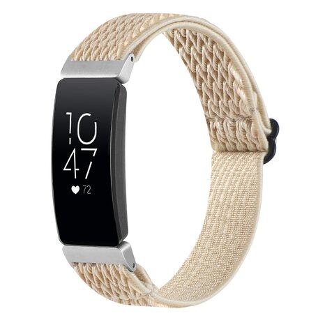 FitBit Inspire 2 Elastische solo loop nylon bandje - Beige