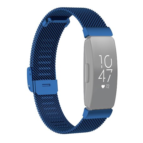 Fitbit Inspire Milanese bandje met gesp - Maat: Large  - Blauw