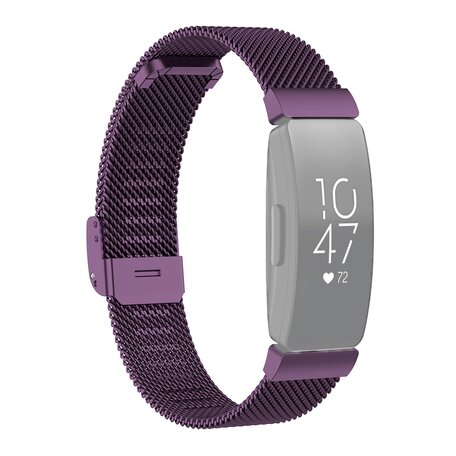 Fitbit Inspire Milanese bandje met gesp - Maat: Large  - Paars