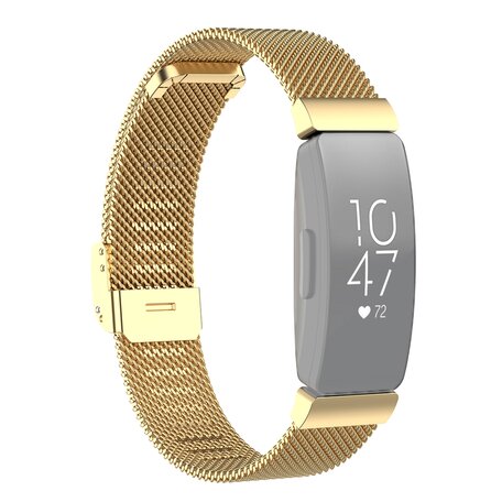 Fitbit Inspire Milanese bandje met gesp - Maat: Large  - Goud