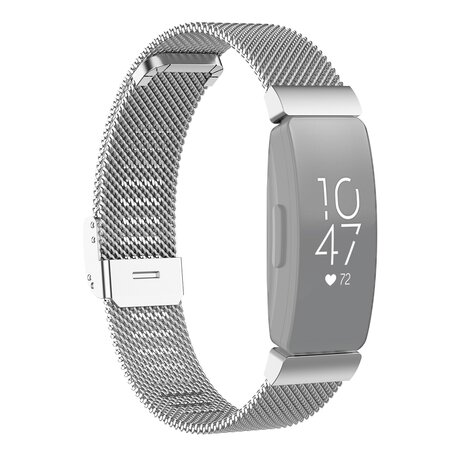 Fitbit Inspire Milanese bandje met gesp - Maat: Large  - Zilver