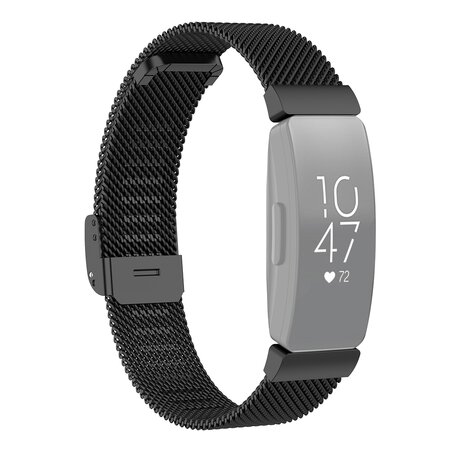 Fitbit Inspire Milanese bandje met gesp - Maat: Large  - Zwart