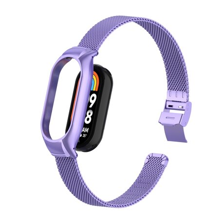 Milanese bandje met case - Lila - Xiaomi Smart band 8