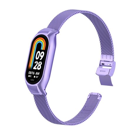 Milanese bandje met case - Lila - Xiaomi Smart band 8