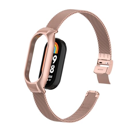 Milanese bandje met case - Rosé goud - Xiaomi Smart band 8