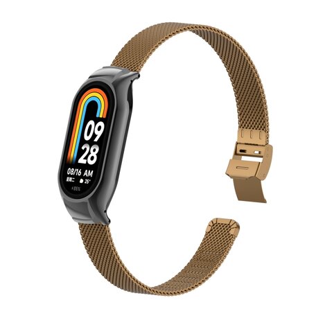 Milanese bandje met case - Bruin - Xiaomi Smart band 8