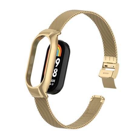 Milanese bandje met case - Vintage goud - Xiaomi Smart band 8