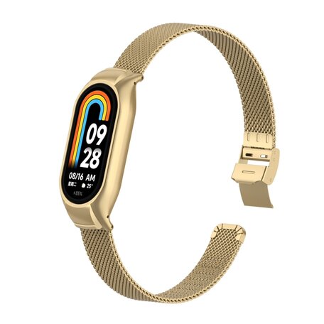 Milanese bandje met case - Vintage goud - Xiaomi Smart band 8