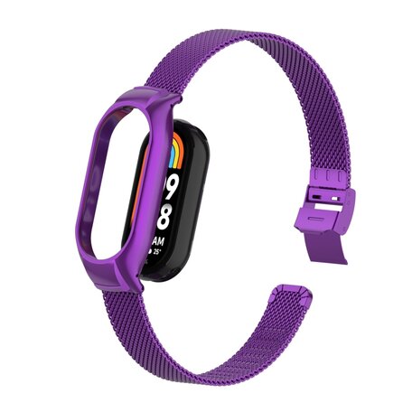 Milanese bandje met case - Paars - Xiaomi Smart band 8