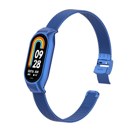 Milanese bandje met case - Blauw - Xiaomi Smart band 8