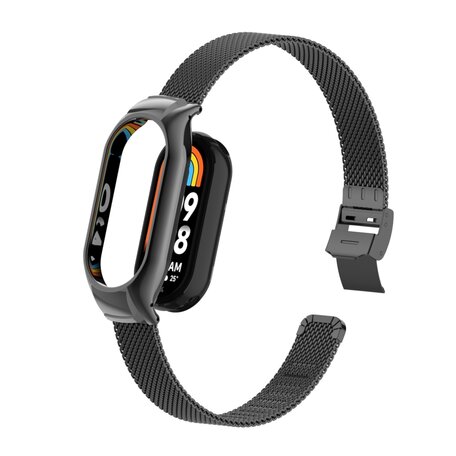 Milanese bandje met case - Zwart - Xiaomi Smart band 8