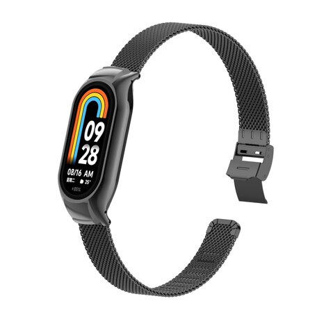 Milanese bandje met case - Zwart - Xiaomi Smart band 8